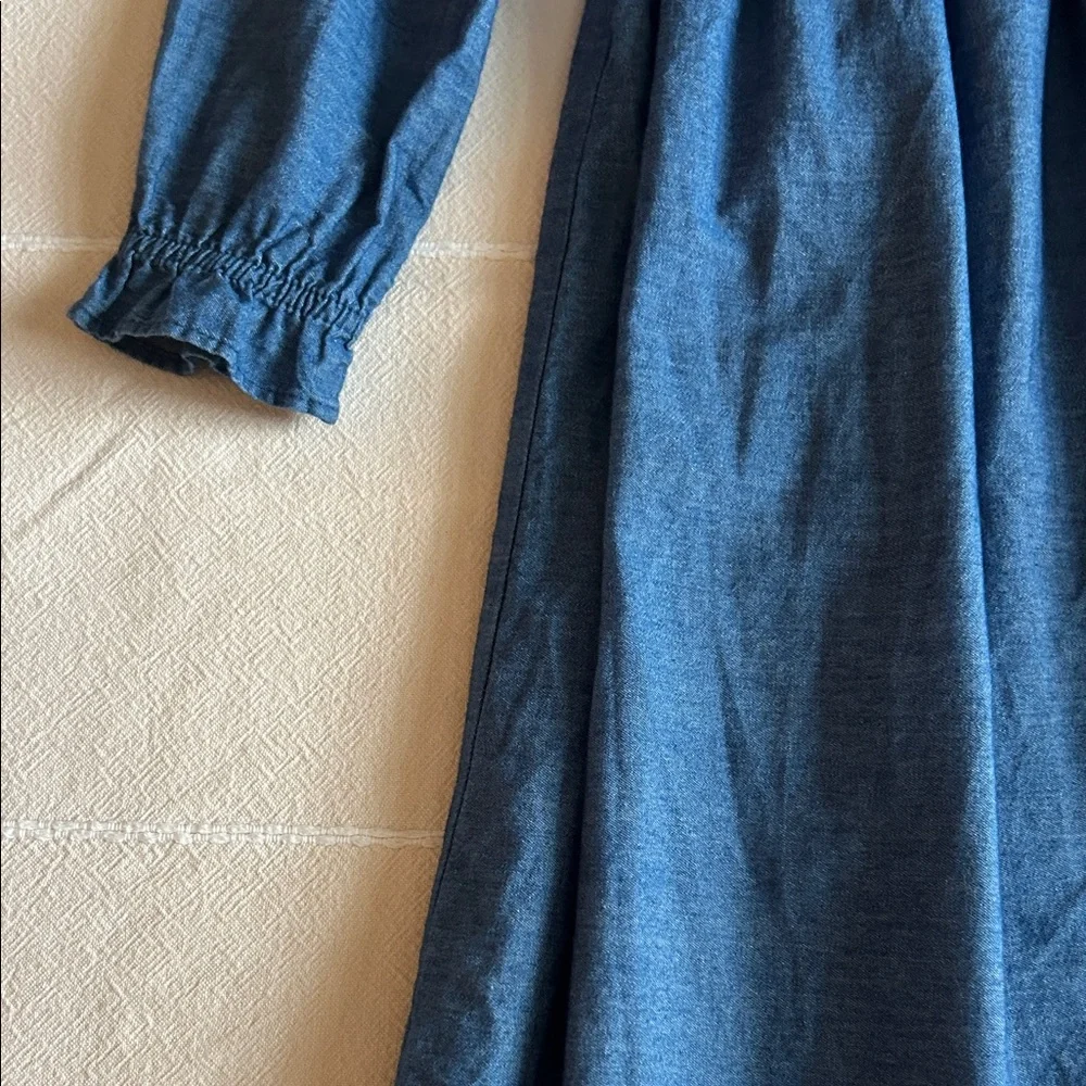 Bonnie Jean Blue Dress with Floral Embroidery